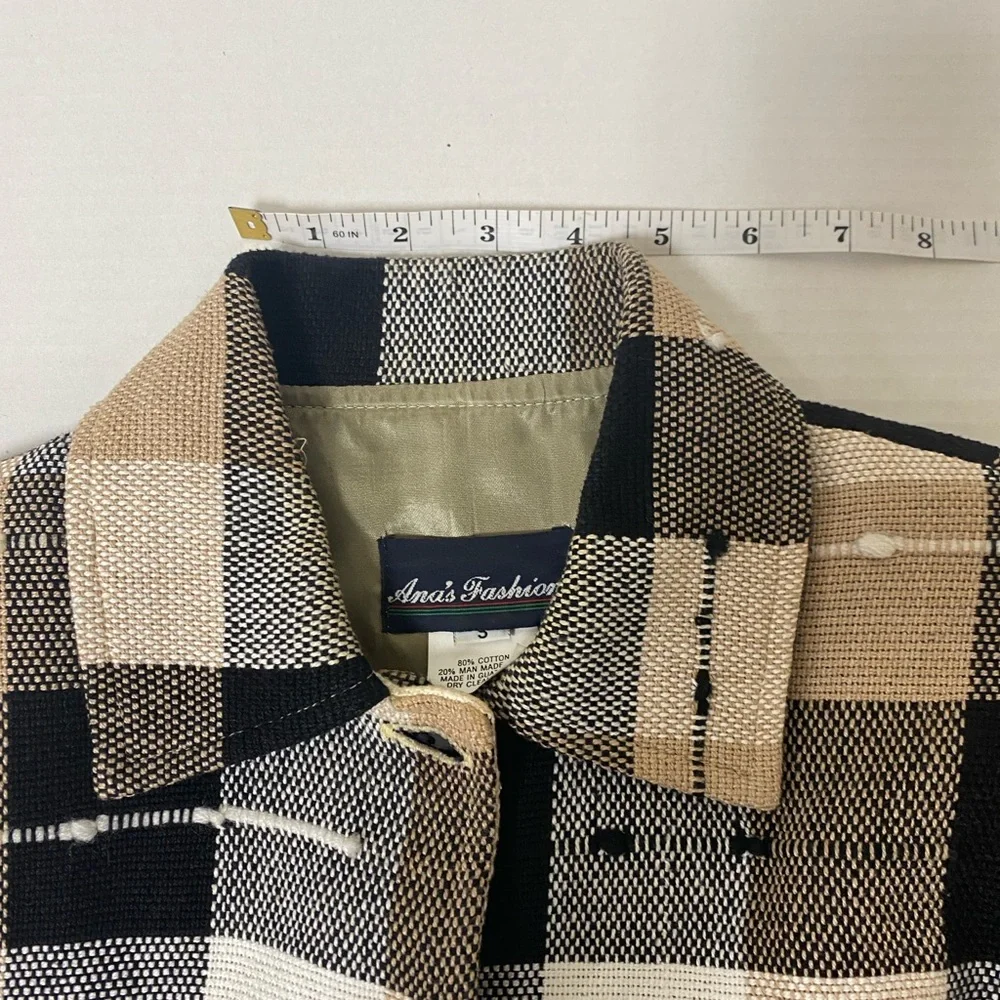 Ana’s Fashions, Women's Plaid Blazer - Black, Brown, Cream, Small
